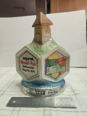 Jim Beam Collectible Expo '74 World's Fair Spokane Ceramic Decanter - Multicolor